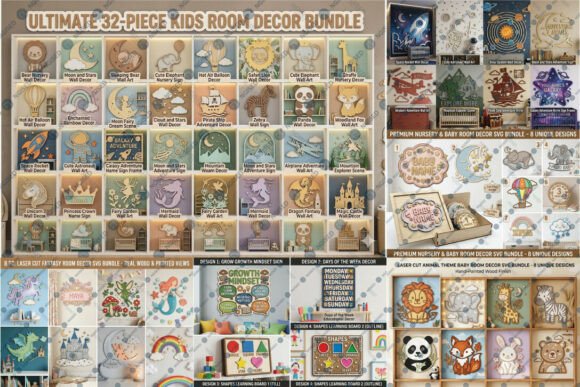 Download 68 Kids Room Wall Decor Laser Cut Bundle - Wall Collection