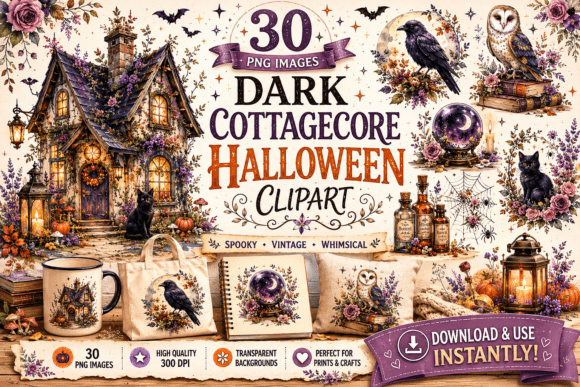 Download Dark Cottagecore Halloween Clipart - Halloween clipart Collection