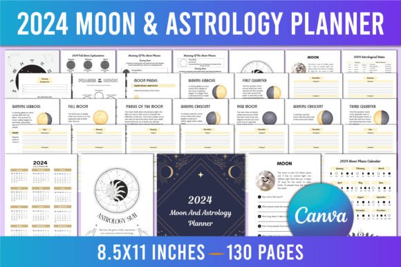 Download Editable 2024 Moon &amp; Astrology Planner - Astrology Collection