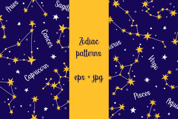Download Zodiac Patterns Astrology Digital Paper - Astrology Collection