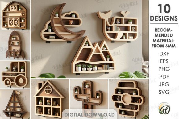 Download 3D Wall Shelves Bundle Laser Cut - Wall Collection