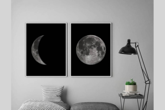 Download Moon Print Set Wall Art Home Decor - Wall Collection