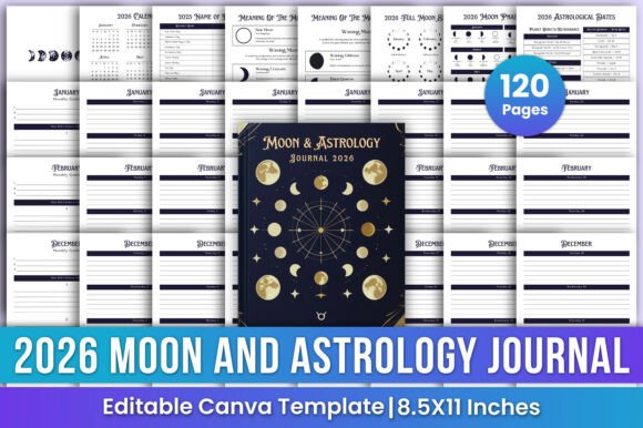 Download 2026 Moon &amp; Astrology Journal Canva Kdp - Astrology Collection