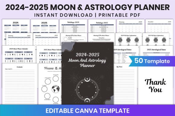 Download 2024-2025 Moon &amp; Astrology Planner Canva - Astrology Collection